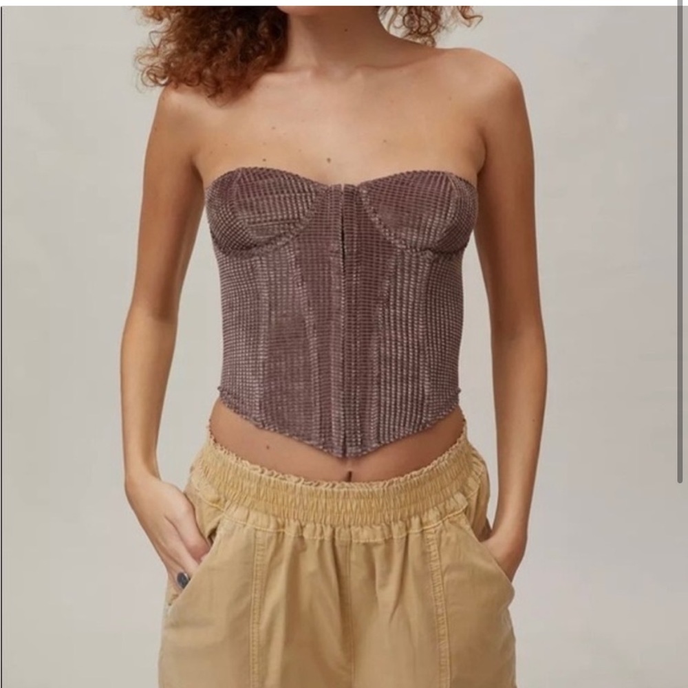 Urban Outfitters Velvet Replay corset top, mauve